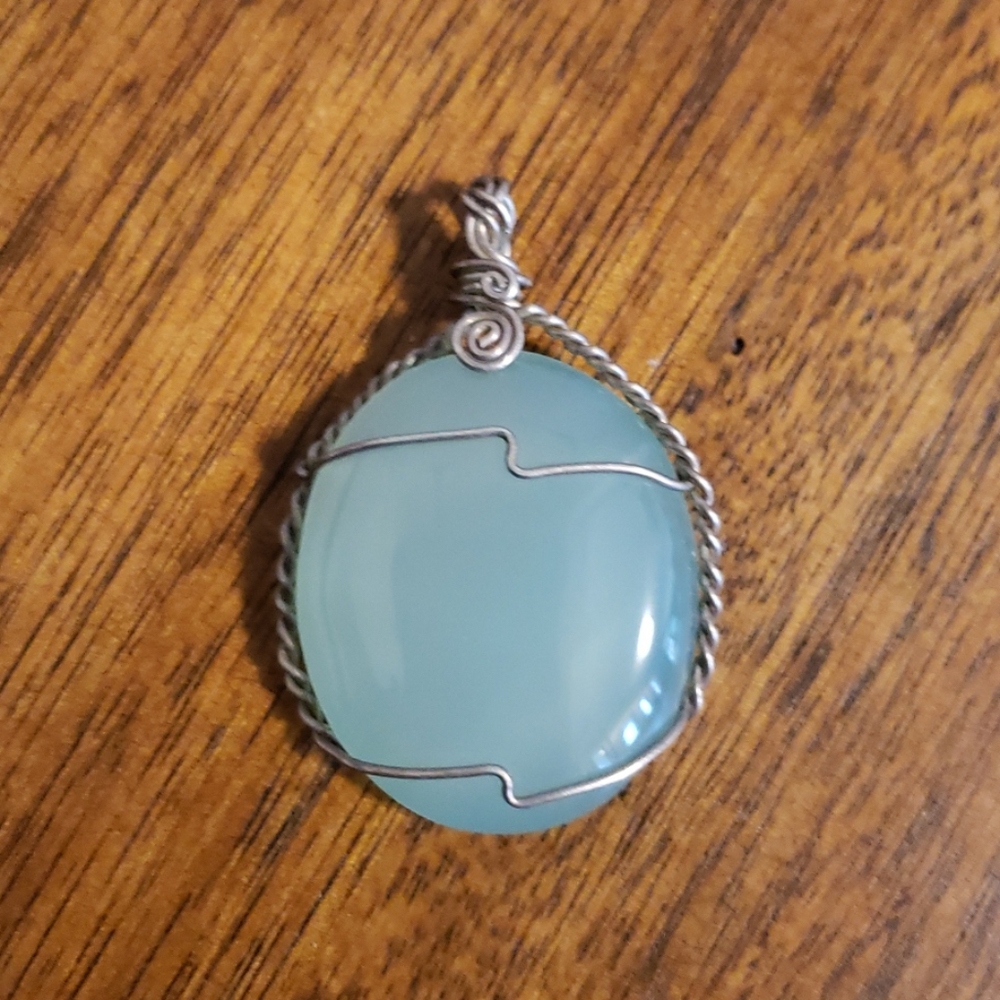 Silver Wire Wrapped Aventurine Pendent